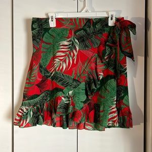 Palm print wrap skirt, XL